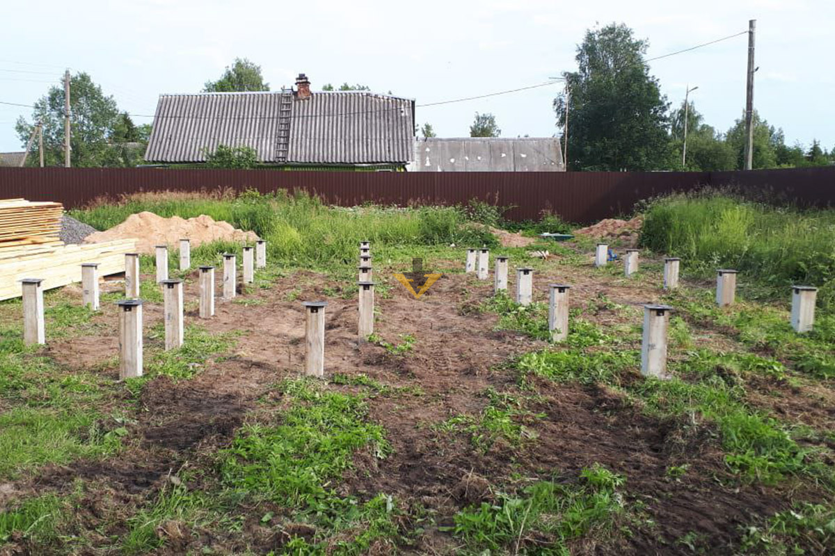 Монтаж свайно-забивного фундамента в деревне Ковшово